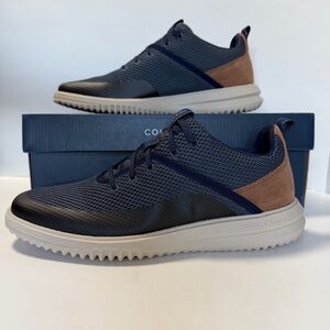 Cole Haan Grand+ Hybrid Sneakers Navy Woven Leather Comfort Shoes Men’s Size 8.5